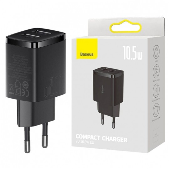 BASEUS Ładowarka sieciowa 2x USB (5V / 2.1A ) technologia iQ Smart Charging