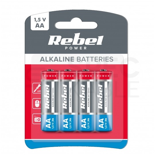 Bateria alkaliczna LR6 AA 1,5V REBEL BLISTER 4szt.