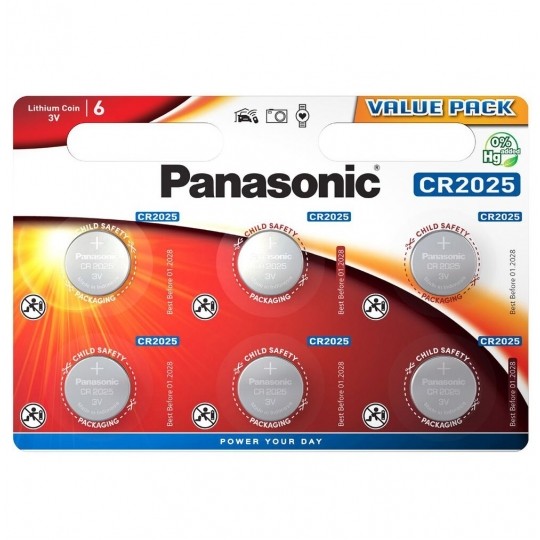 Bateria litowa pastylka CR2025 3V Panasonic BLISTER 6szt.