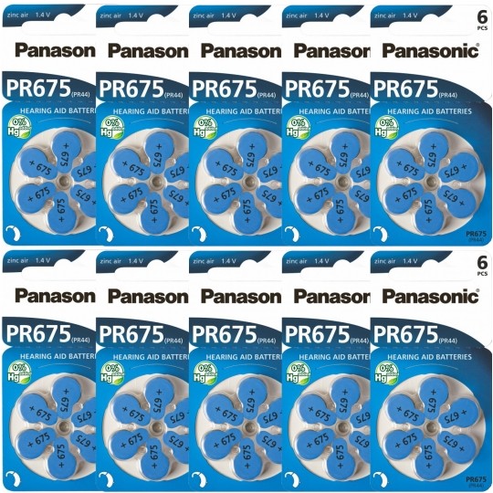 Bateria PR-44 / PR-675 / 675 do aparatów słuchowych Panasonic BLISTER 60szt.