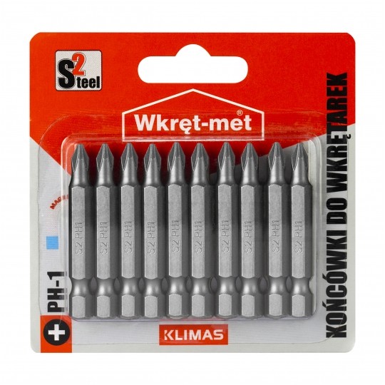 Bity do wkrętarki PH1 50mm 1/4" HEX KLIMAS 10szt