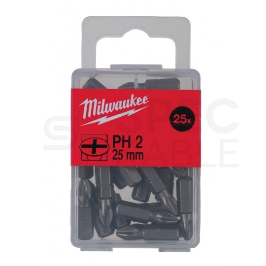 Bity do wkrętarki PH2 25mm 1/4" HEX MILWAUKEE 25szt