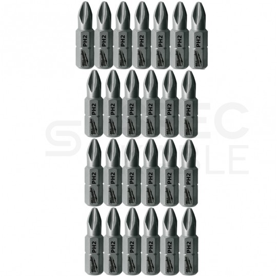 Bity do wkrętarki PH2 25mm 1/4" HEX MILWAUKEE 25szt