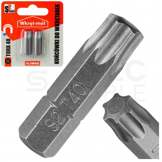 Bity do wkrętarki TORX TX40 25mm 1/4" HEX KLIMAS 2szt
