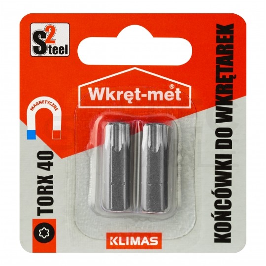 Bity do wkrętarki TORX TX40 25mm 1/4" HEX KLIMAS 2szt