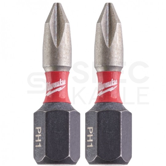 Bity udarowe do wkrętarki PH1 25mm 1/4" HEX Shockwave MILWAUKEE 2szt