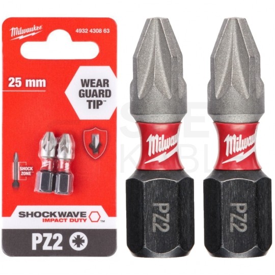 Bity udarowe do wkrętarki PZ2 25mm 1/4" SHOCKWAVE 2szt MILWAUKEE