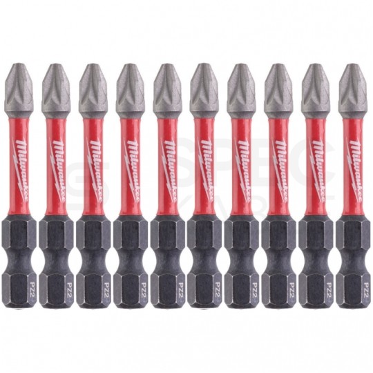 Bity udarowe do wkrętarki PZ2 50mm 1/4" HEX Shockwave MILWAUKEE 10szt