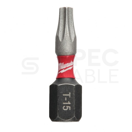 Bity udarowe do wkrętarki TORX TX15 25mm 1/4" HEX Shockwave MILWAUKEE 2szt