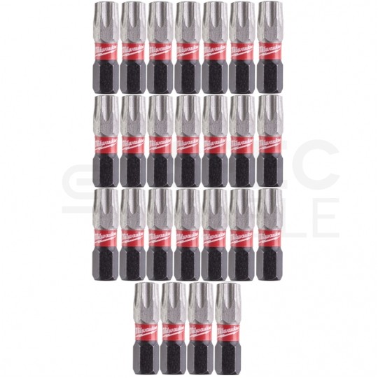 Bity udarowe do wkrętarki TORX TX40 25mm 1/4" HEX Shockwave MILWAUKEE 25szt