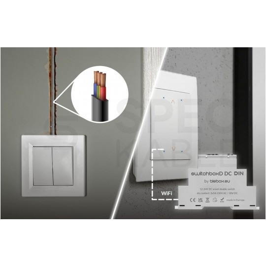 BleBox switchBox DIN Inteligentny przełącznik 2-kanałowy Wi-Fi na szynę DIN / TH35 12-24V SMARTHOME