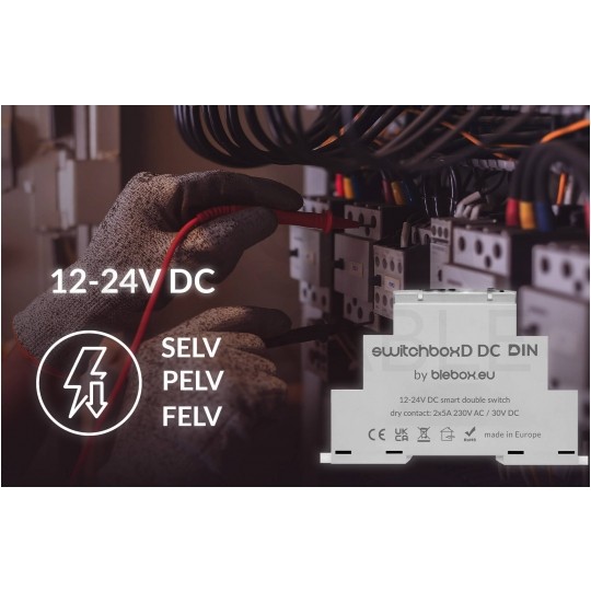 BleBox switchBox DIN Inteligentny przełącznik 2-kanałowy Wi-Fi na szynę DIN / TH35 12-24V SMARTHOME