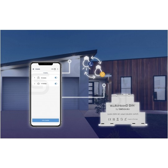 BleBox switchBoxD DIN Inteligentny przełącznik 2-kanałowy Wi-Fi na szynę DIN / TH35 230V SMARTHOME