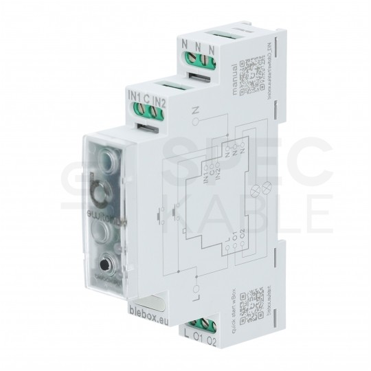 BleBox switchBoxD DIN Inteligentny przełącznik 2-kanałowy Wi-Fi na szynę DIN / TH35 230V SMARTHOME