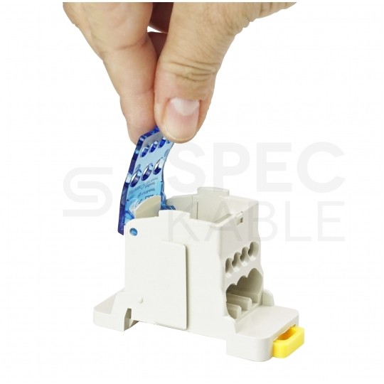 Blok rozdzielczy główny (max. 16mm2) 80A na szynę DIN TH35 niebieski ADELID