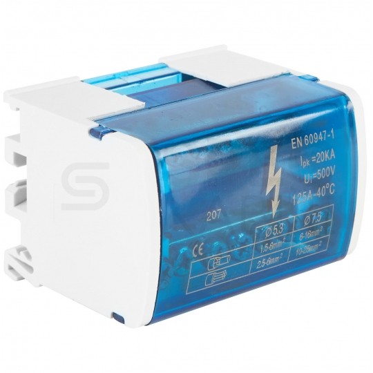 Blok rozdzielczy modułowy Listwa łączeniowa 2x7 125A na szynę DIN TH35 2x (2x 25mm2 + 5x 6mm2) VCX