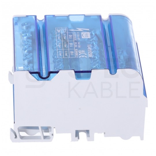 Blok rozdzielczy modułowy Listwa łączeniowa 4x11 125A na szynę DIN TH35 4x (2x 10-35mm2 + 2x 10-25mm2 + 7x 2,5-6mm2) FJ-411/125BE HEDO