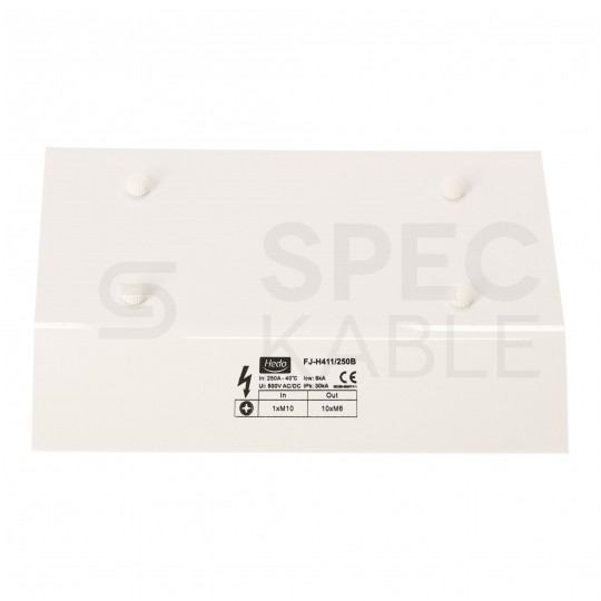 Blok rozdzielczy modułowy Listwa łączeniowa 4x11 250A na szynę DIN TH35 4x (1x m8 + 10x m10) FJ-H411/250B HEDO