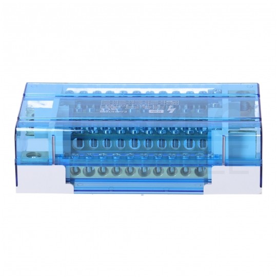 Blok rozdzielczy modułowy Listwa łączeniowa 4x12 160A na szynę DIN TH35 4x (1x 10-50mm2 + 3x 10-35mm2 + 7x 2,5-25mm2 + 1x 2,5-6mm2) Model FJ-412/160B HEDO