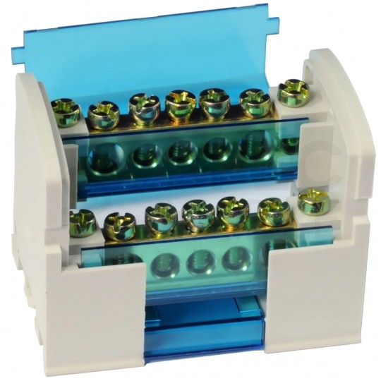 Blok rozdzielczy modułowy ShNK Listwa łączeniowa 2x7 100A na szynę DIN TH35 2x (2x 25mm2 + 5x 6mm2) SIMET