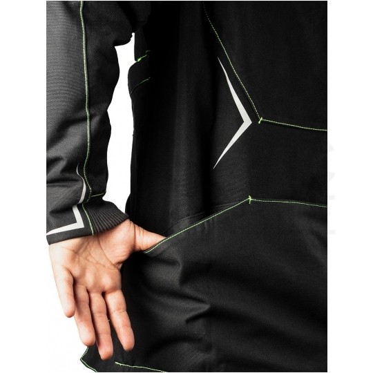 Bluza, kurtka robocza wzmocnienia na łokciach PREMIUM PRO czarna z neonowo-zielonymi przeszyciami rozmiar L/52 NEO 81-214-L