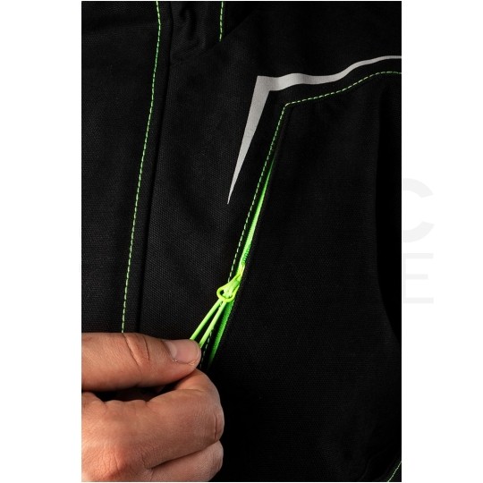 Bluza, kurtka robocza wzmocnienia na łokciach PREMIUM PRO czarna z neonowo-zielonymi przeszyciami rozmiar S/48 NEO 81-214-S