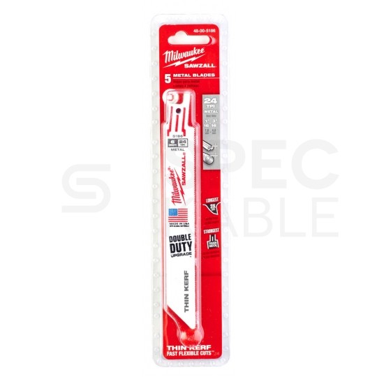 Brzeszczot do piły szablastej bi-metalowy 150x0,9mm do metalu Thin Kerf MILWAUKEE 5szt
