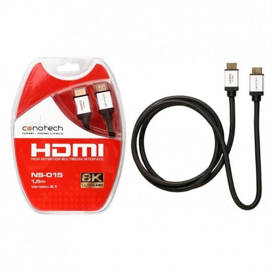 CONOTECH Kabel HDMI 2.1 8K Ultra High Speed 8K@60 4K@120 1,5m