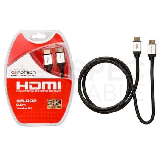 CONOTECH Kabel HDMI 2.1 8K Ultra High Speed 8K@60 4K@120 2m