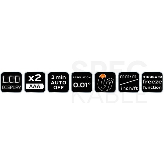 Cyfrowy miernik kąta Kątomierz z wyświetlaczem LCD i magnesem NEO 72-300