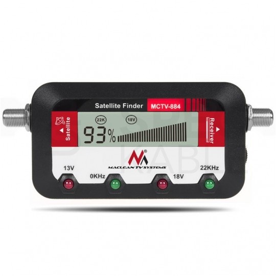 Cyfrowy miernik sygnału satelitarnego SAT-Finder + przewód antenowy F (wtyk / wtyk) 25cm Maclean MCTV-884