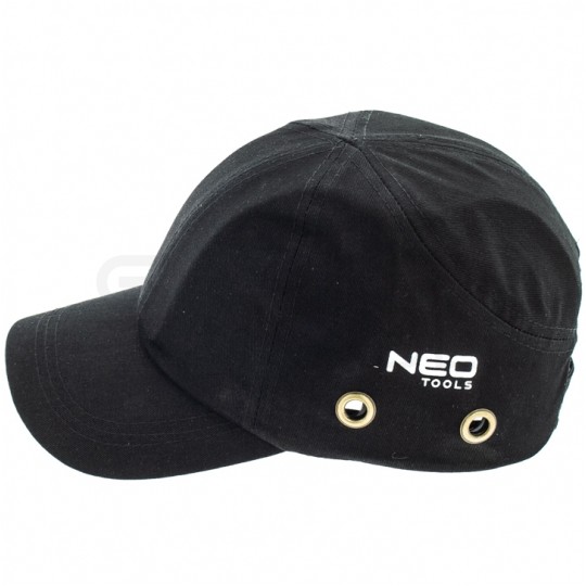 Czapka robocza ochronna z daszkiem i wzmocnieniem, kask czarna 100% bawełna NEO 97-590