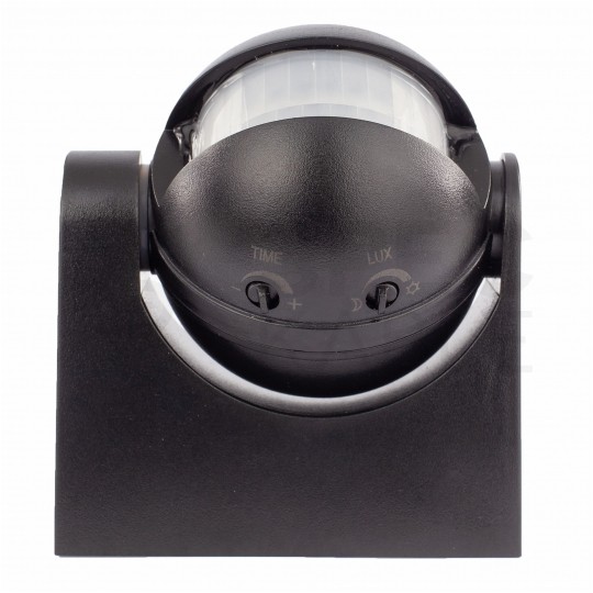 Czujnik ruchu automatyczny PIR, detektor natynkowy okrągły 1200W 230V 180st. IP44 o zasięgu działania do 12m czarny BEMKO