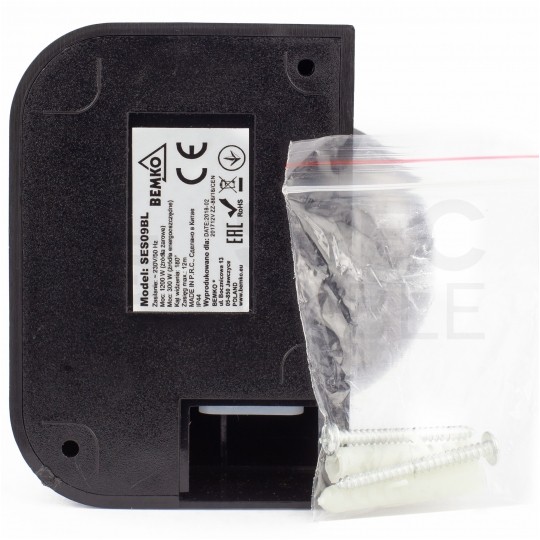 Czujnik ruchu automatyczny PIR, detektor natynkowy okrągły 1200W 230V 180st. IP44 o zasięgu działania do 12m czarny BEMKO