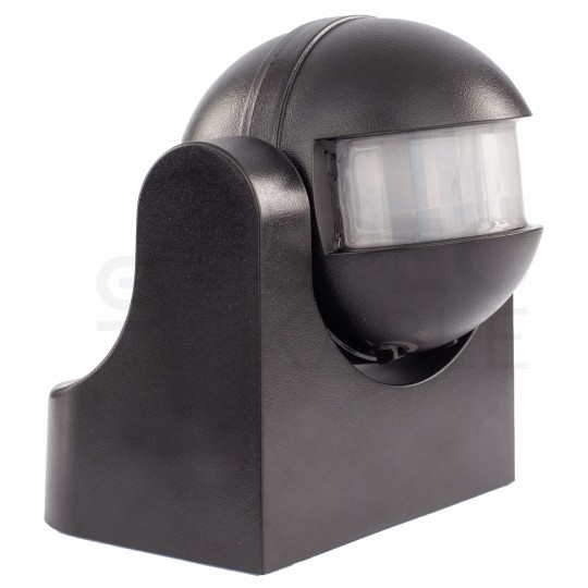 Czujnik ruchu automatyczny PIR, detektor natynkowy okrągły 1200W 230V 180st. IP44 o zasięgu działania do 12m czarny BEMKO