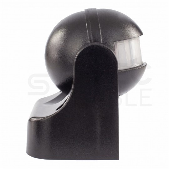 Czujnik ruchu automatyczny PIR, detektor natynkowy okrągły 1200W 230V 180st. IP44 o zasięgu działania do 12m czarny BEMKO