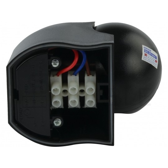 Czujnik ruchu automatyczny PIR, detektor natynkowy okrągły 1200W 230V 180st. IP44 o zasięgu działania do 12m czarny ORNO