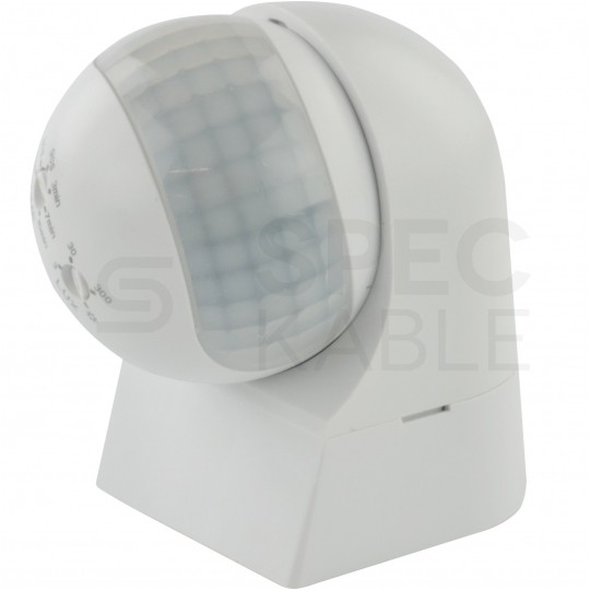 Czujnik ruchu automatyczny PIR, mini detektor natynkowy 800W 230V 180st. IP44 o zasięgu działania do 15m biały ORNO