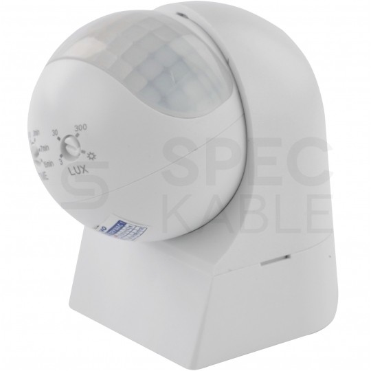 Czujnik ruchu automatyczny PIR, mini detektor natynkowy 800W 230V 180st. IP44 o zasięgu działania do 15m biały ORNO