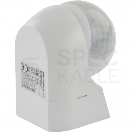 Czujnik ruchu automatyczny PIR, mini detektor natynkowy 800W 230V 180st. IP44 o zasięgu działania do 15m biały ORNO