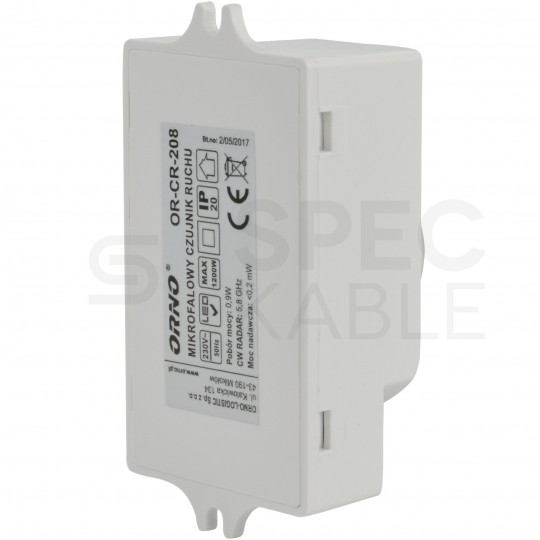 Czujnik ruchu mikrofalowy radarowy, detektor natynkowy 1200W 230V 360st. o zasięgu działania 1-8m biały ORNO