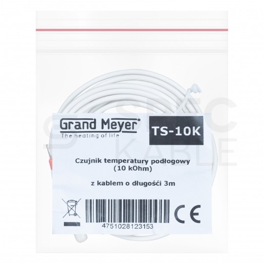 Czujnik temperatury NTC 3m współpracuje z termostatami serii MST, HW, W, SN, SMM. GRAND MEYER
