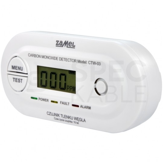 Czujnik tlenku wegla CO bateryjny z wyświetlaczem LCD ZAMEL CTW-03