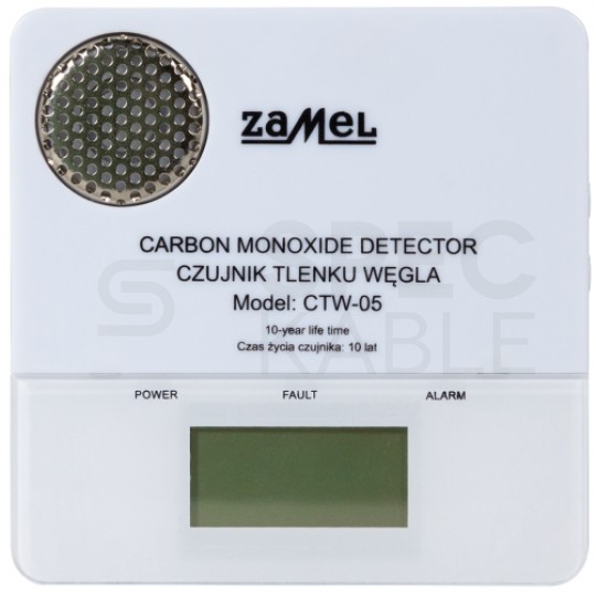 Czujnik tlenku wegla CO z wyświetlaczem LCD bateryjny CTW-05 ZAMEL