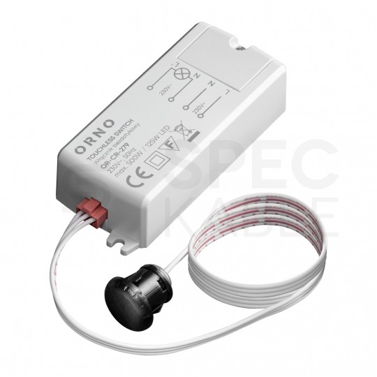 Czujnik zbliżeniowy automatyczny, włącznik bezdotykowy detektor natynkowy 500W 230V 5A o zasięgu działania 5-6 cm biały ORNO