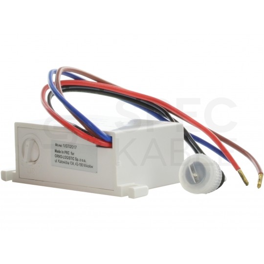 Czujnik zmierzchowy automatyczny natynkowy regulowany z zewnętrznym sensorem / sondą 2000W 10A 230V IP54 biały ORNO