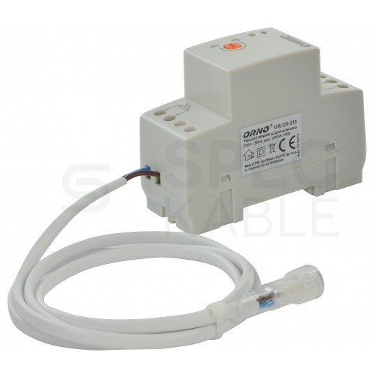 Czujnik zmierzchowy automatyczny natynkowy regulowany z zewnętrznym sensorem / sondą 3000W 230V IP65 na szynę DIN TH35 ORNO OR-CR-219