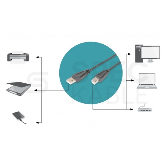 DIGITUS Kabel drukarkowy USB 2.0 A / B (wtyk / wtyk) czarny 1,8m