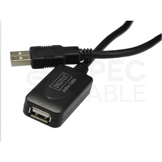 DIGITUS Kabel przedłużacz aktywny USB 2.0 A (wtyk / gniazdo) czarny 20m ze wzmacniaczem