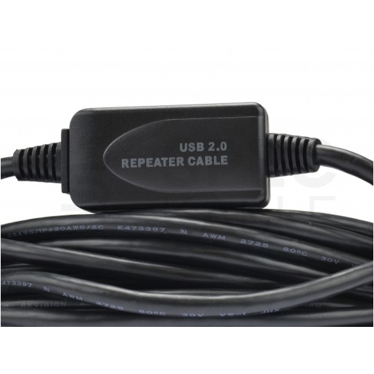 DIGITUS Kabel przedłużacz aktywny USB 2.0 A (wtyk / gniazdo) czarny 20m ze wzmacniaczem